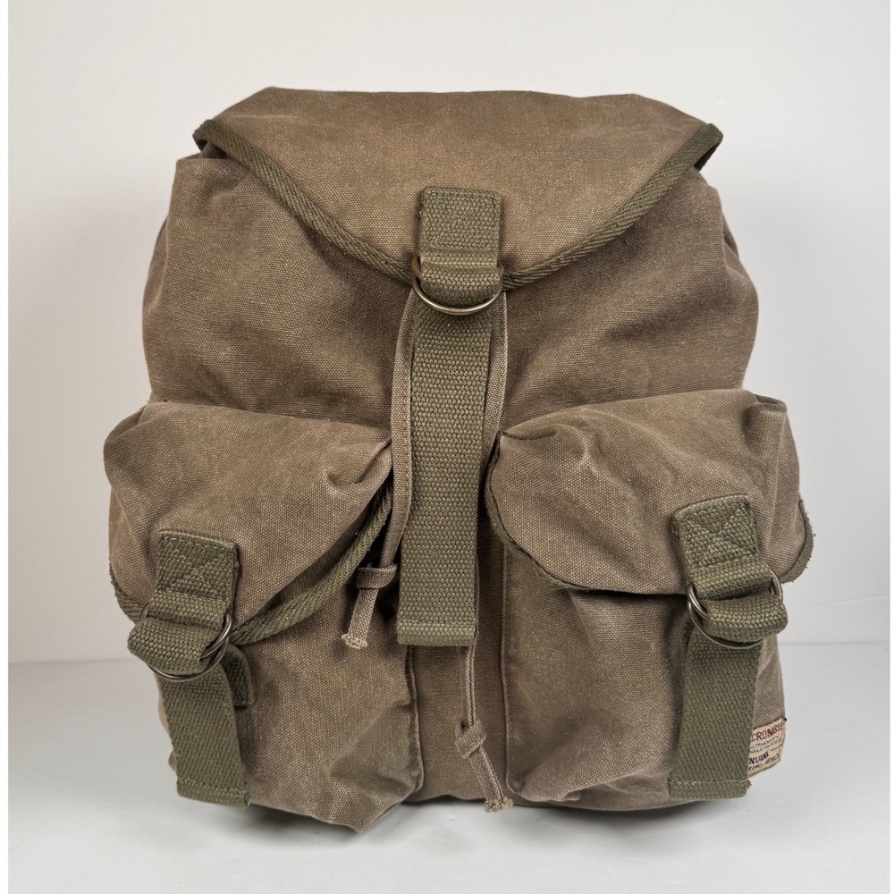 Abercrombie & Fitch Canvas Drawstring Rucksack Military Backpack Vintage‎ Rare